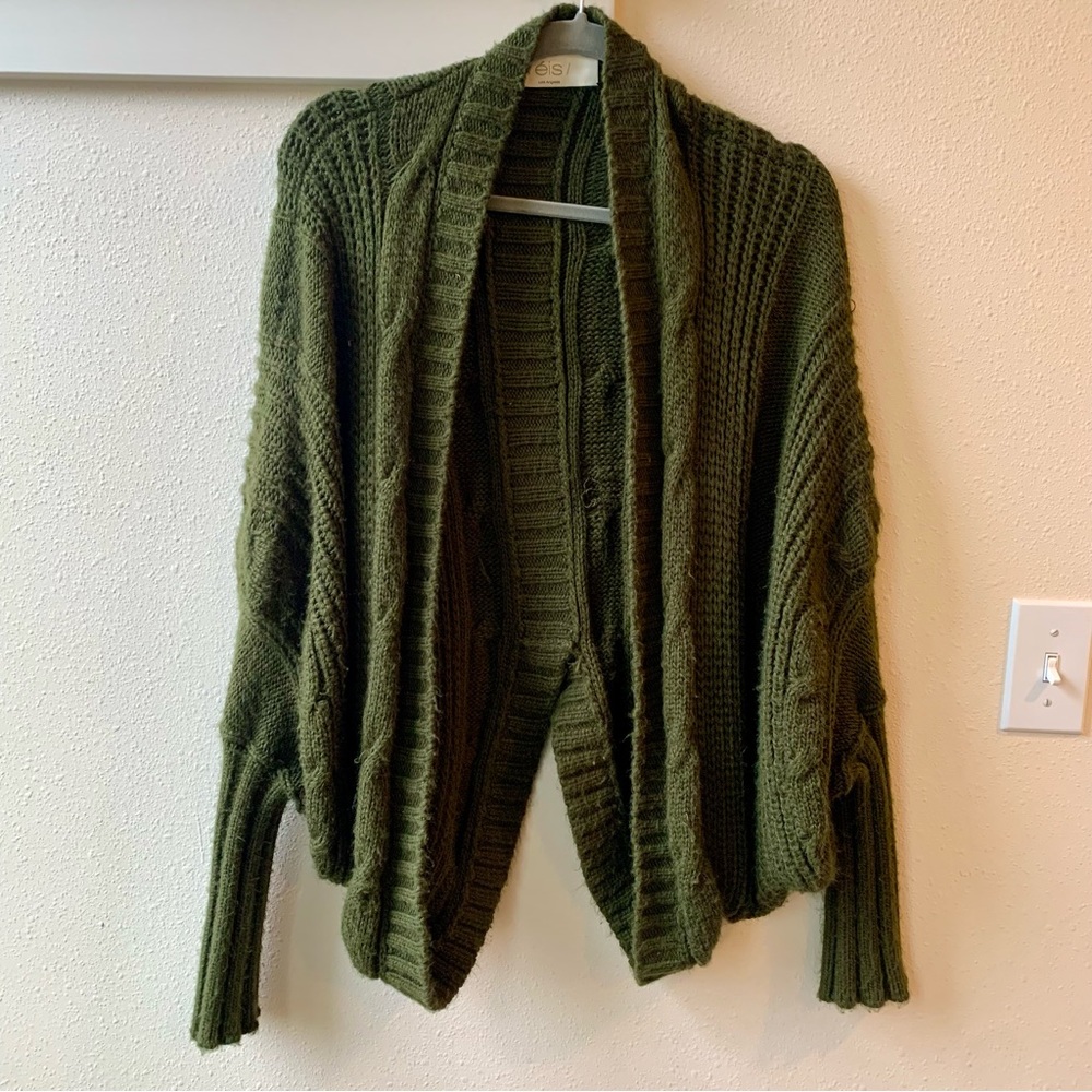 Free people Eis Los Angeles green Open Knit Cacoon Duster Sweater Cardigan M